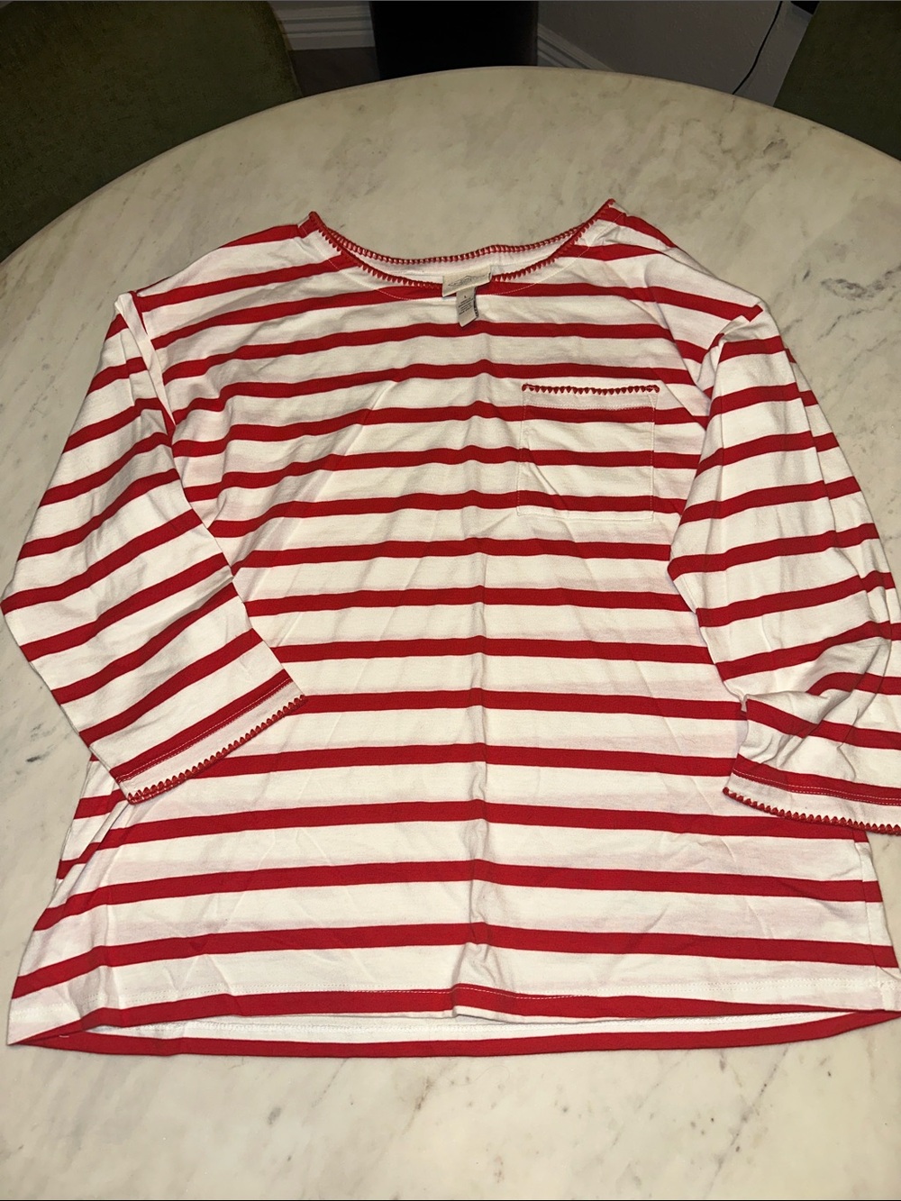 NWOT St. John's Bay Red and White Striped Top size Large